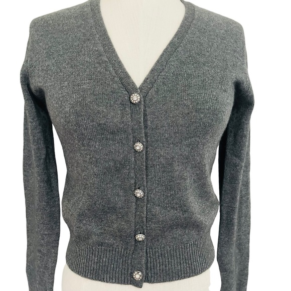 Ralph Lauren Sweaters - Vintage Ralph Lauren Luxe Merino Wool Crop Cardigan Rhinestone Buttons Small